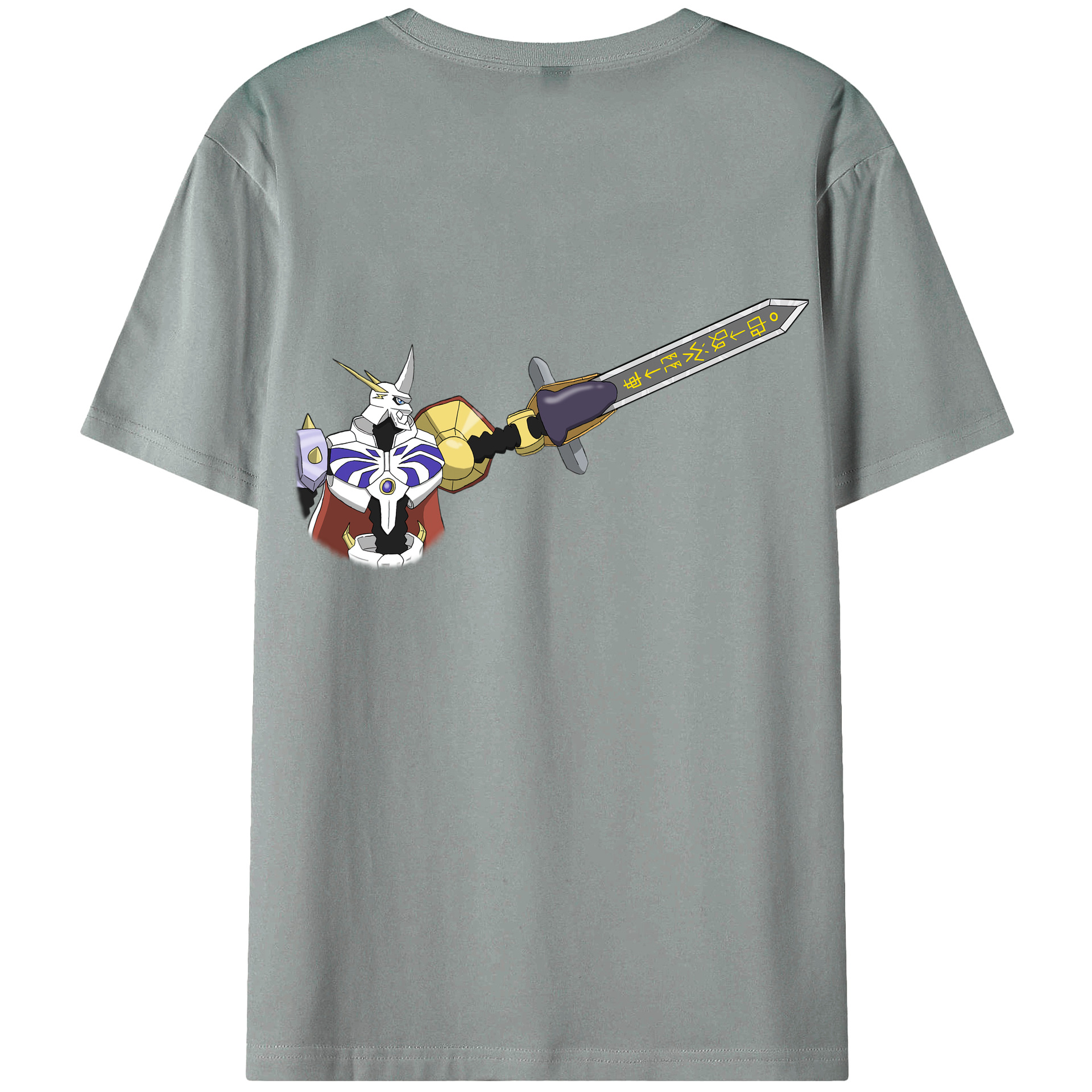 （画像用） Digimon デジタルモンスター/デジモン 綿100％ メンズ半袖Tシャツ（バックプリント） 通気性